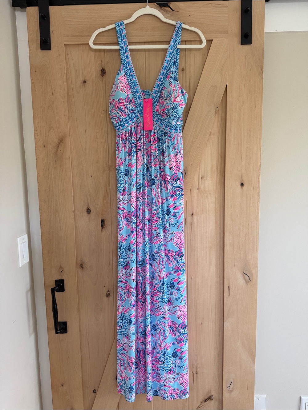 Lilly Pulitzer Blue and Pink Floral Maxi Sundress